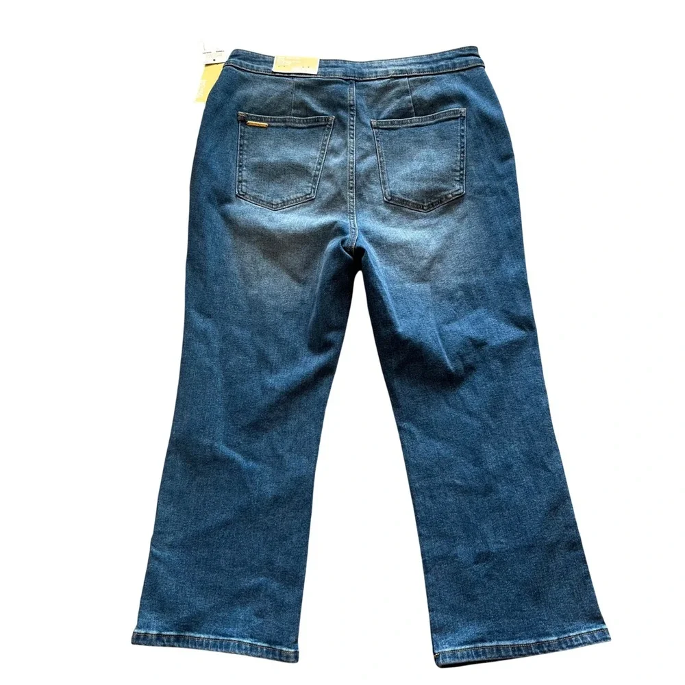 Michael Kors Selma High Rise Crop‎ Flare Jeans Blue Denim Size 14 QF59099E9Z